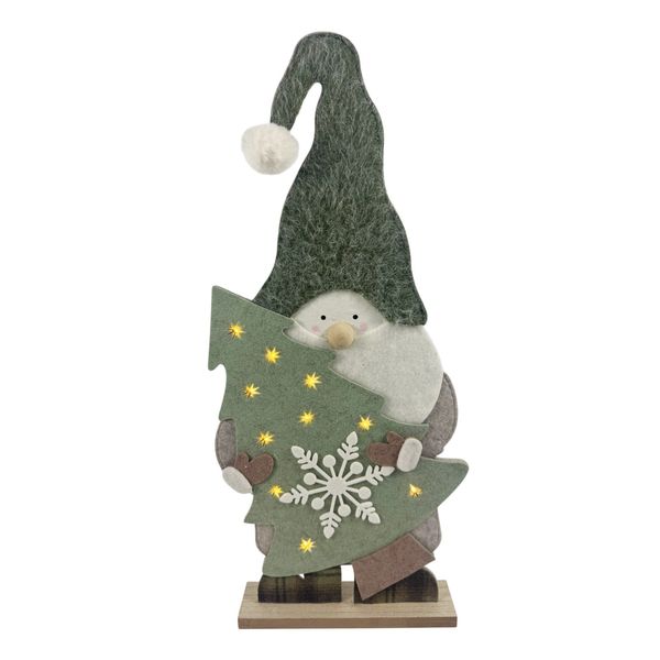 Felt Santa Holding Tree with LED Lights - H64cm