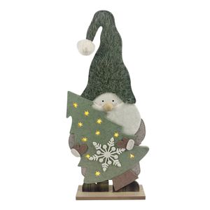 Felt Santa Holding Tree with LED Lights - H64cm