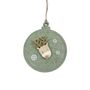 Felt Flat Bauble shaped Hanger with Wooden Reindeer Face  