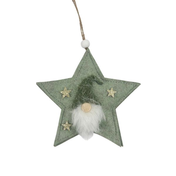 Felt Star Hanger with Gnome Face Motif 