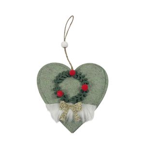 Felt Heart Hanger  with Garland Motif
