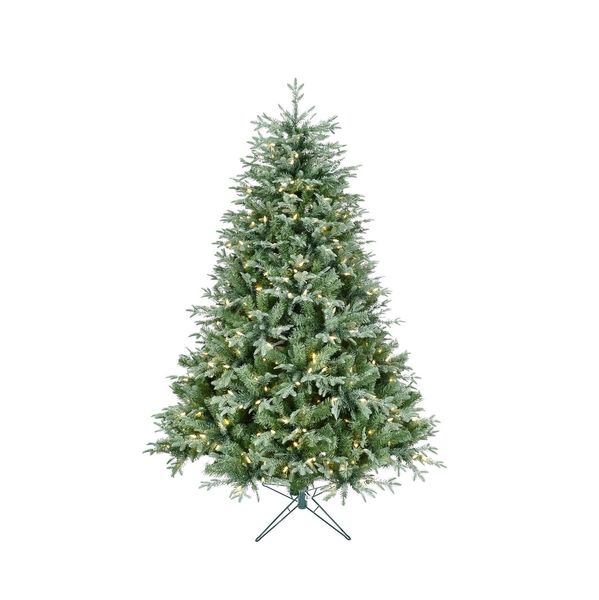 Lightly Frosted Christmas Tree with Glitter - Pre Lit with Timer & Dimmer - Warm