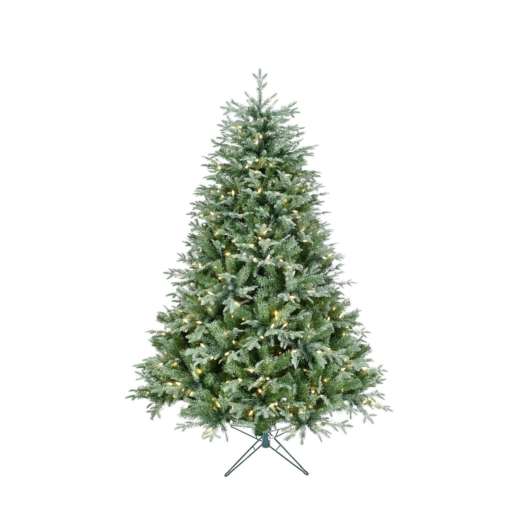 Lightly Frosted Christmas Tree with Glitter - Pre Lit with Timer & Dimmer - Warm