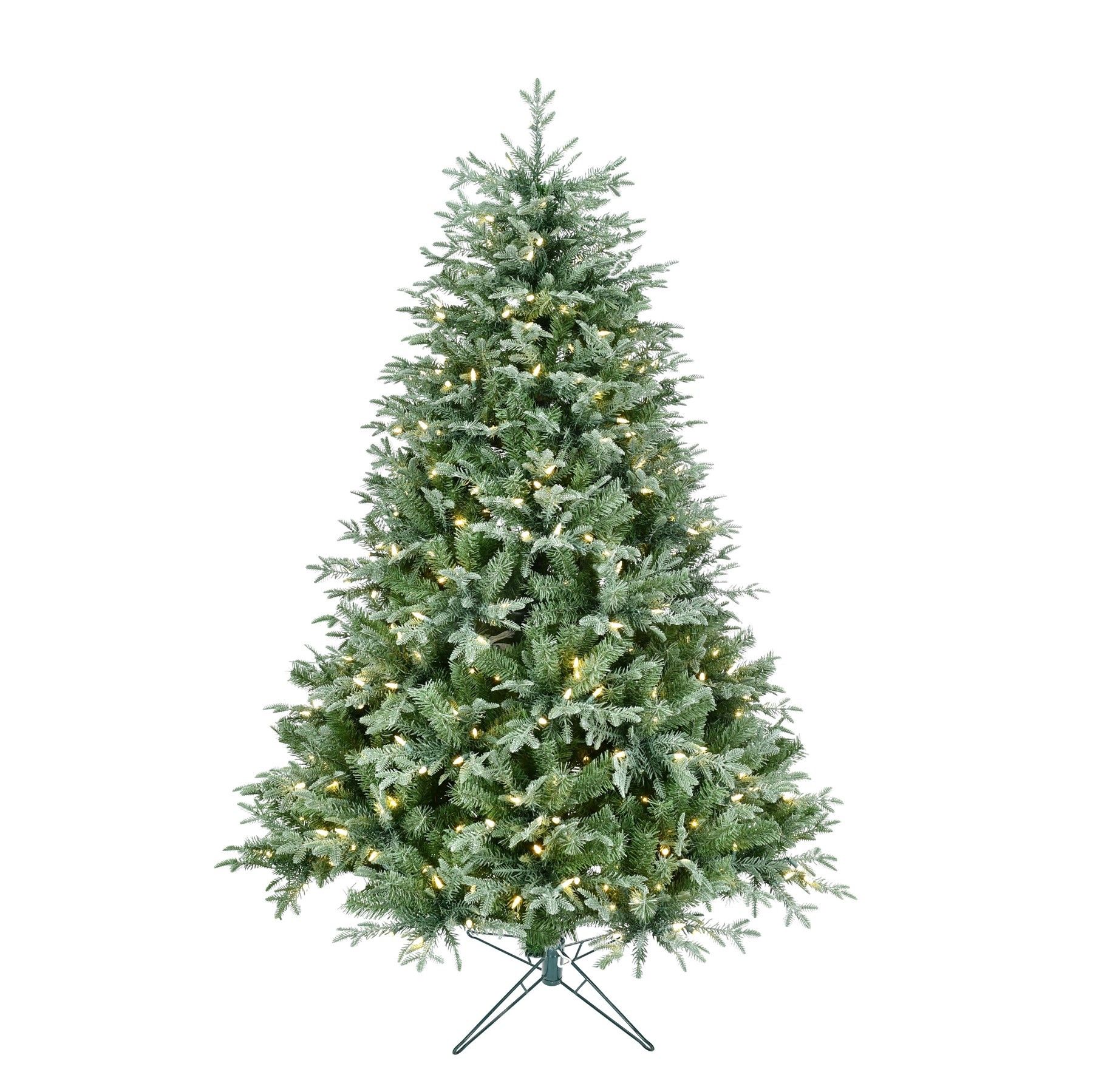 Lightly Frosted Christmas Tree with Glitter - Pre Lit with Timer & Dimmer - Warm