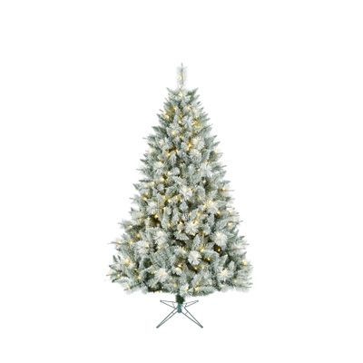 Lightly Frosted Christmas Tree with Glitter - Pre Lit with Timer & Dimmer - Warm