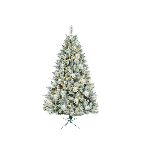 Lightly Frosted Christmas Tree with Glitter - Pre Lit with Timer & Dimmer - Warm
