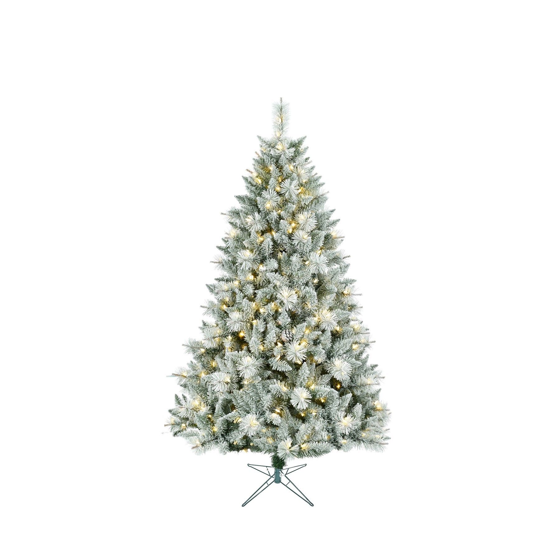 Lightly Frosted Christmas Tree with Glitter - Pre Lit with Timer & Dimmer - Warm