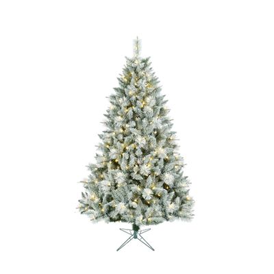 Lightly Frosted Christmas Tree with Glitter - Pre Lit with Timer & Dimmer - Warm