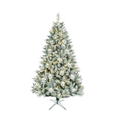 Lightly Frosted Christmas Tree with Glitter - Pre Lit with Timer & Dimmer - Warm