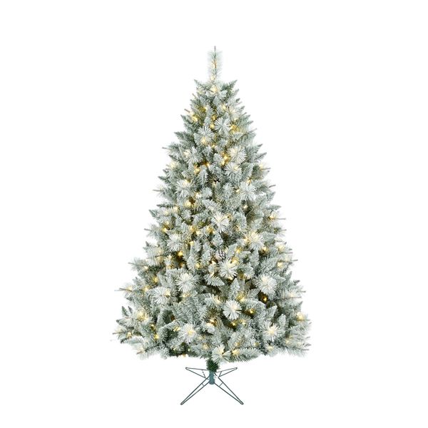 Lightly Frosted Christmas Tree with Glitter - Pre Lit with Timer & Dimmer - Warm