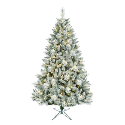 Lightly Frosted Christmas Tree with Glitter - Pre Lit with Timer & Dimmer - Warm