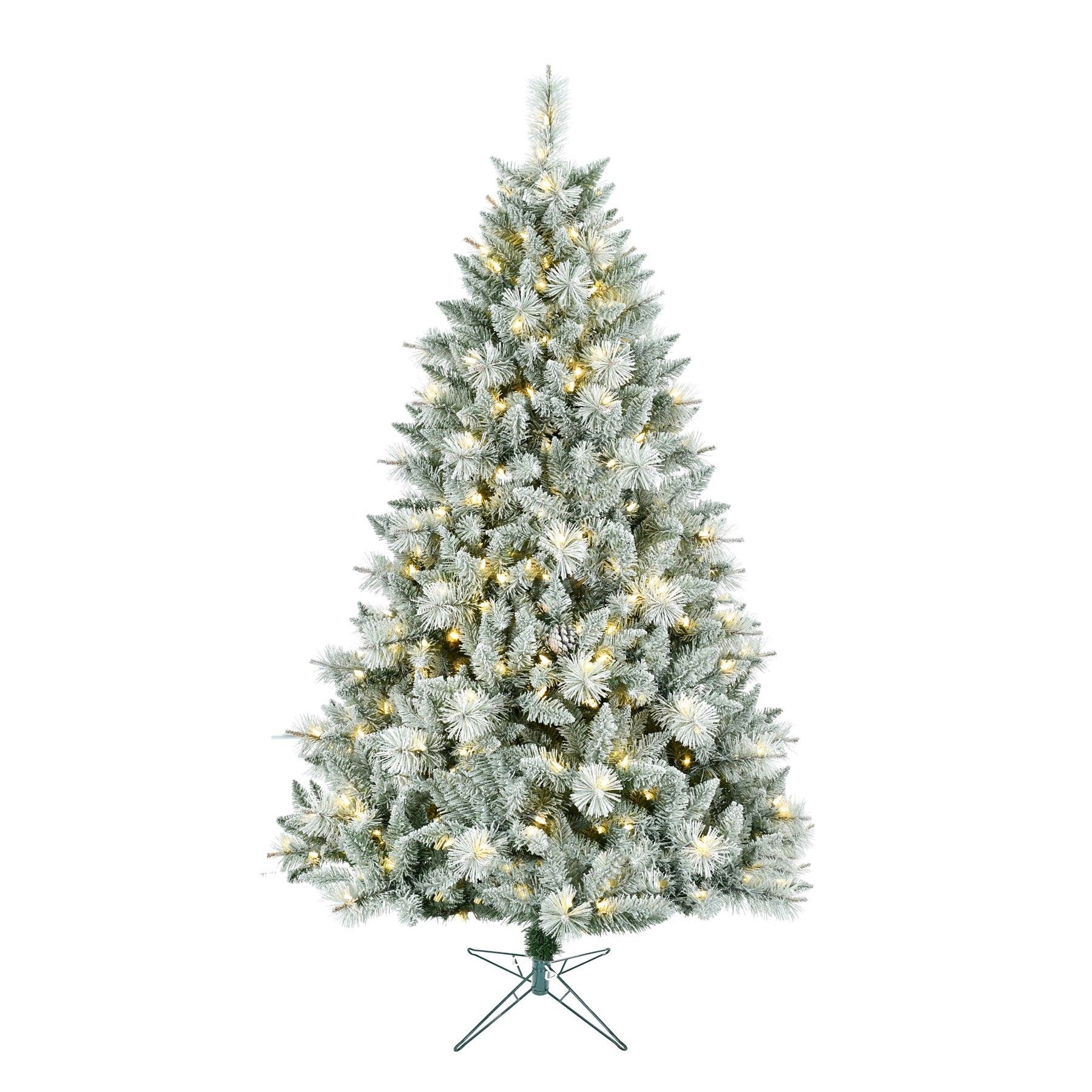 Lightly Frosted Christmas Tree with Glitter - Pre Lit with Timer & Dimmer - Warm