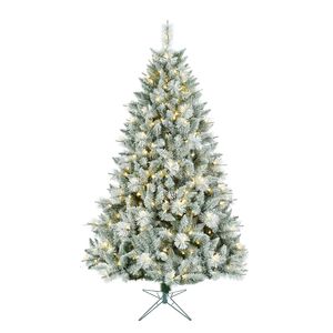 Lightly Frosted Christmas Tree with Glitter - Pre Lit with Timer & Dimmer - Warm