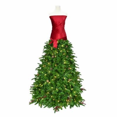 Model Christmas Tree with Red Berries & Cones & Lights - Warm White with Timer &