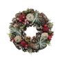 Weath - Natural Cones / Flocked Red Baubles -30cm