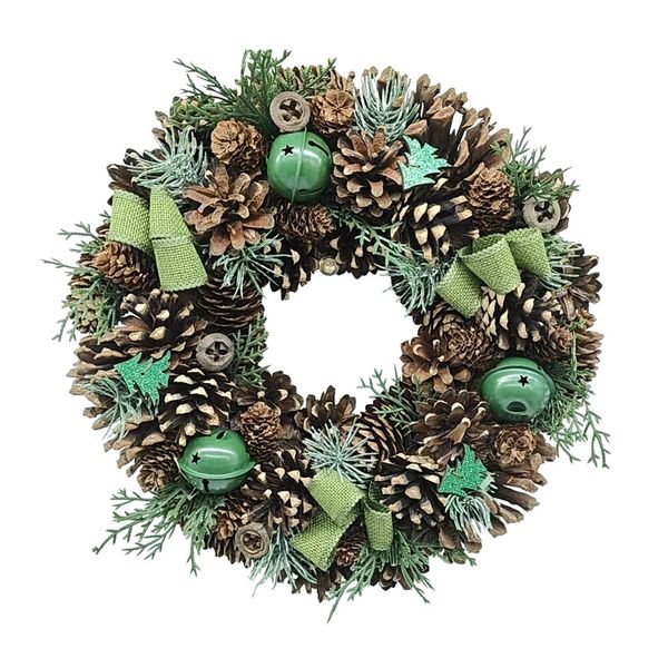 Wreath  - Green Ribbon Bows /Bells / Trees- 36cm