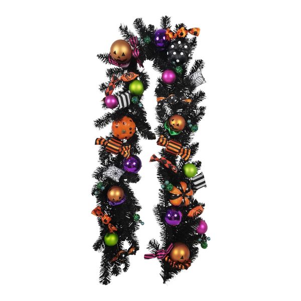Halloween Pumpkin & Candy Black Foliage Garland - 182cm