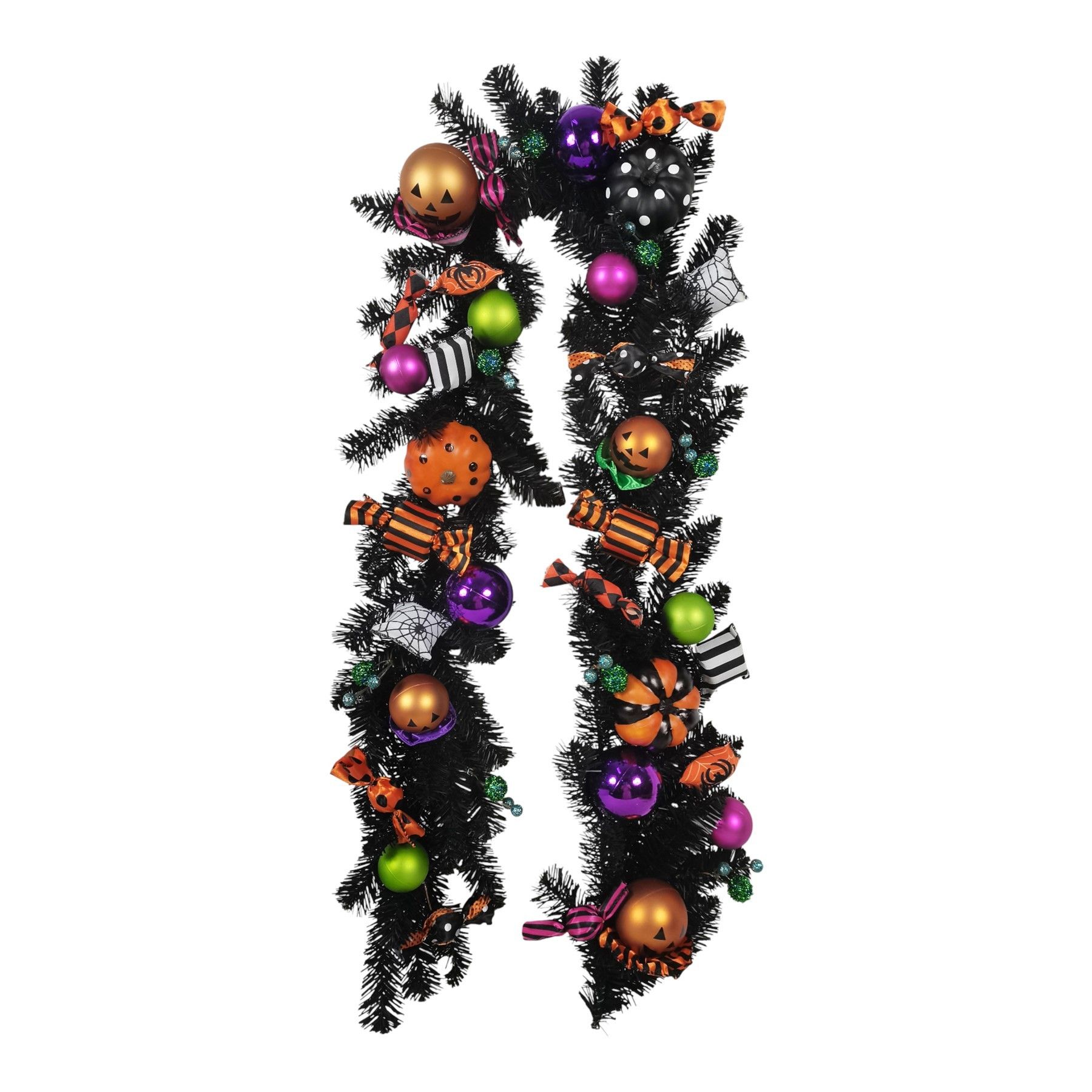 Halloween Pumpkin & Candy Black Foliage Garland - 182cm