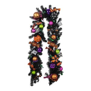 Halloween Pumpkin & Candy Black Foliage Garland - 182cm