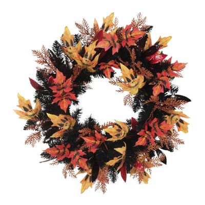 Spooky Autumn Foliage Wreath - Red / Orange - 60cm