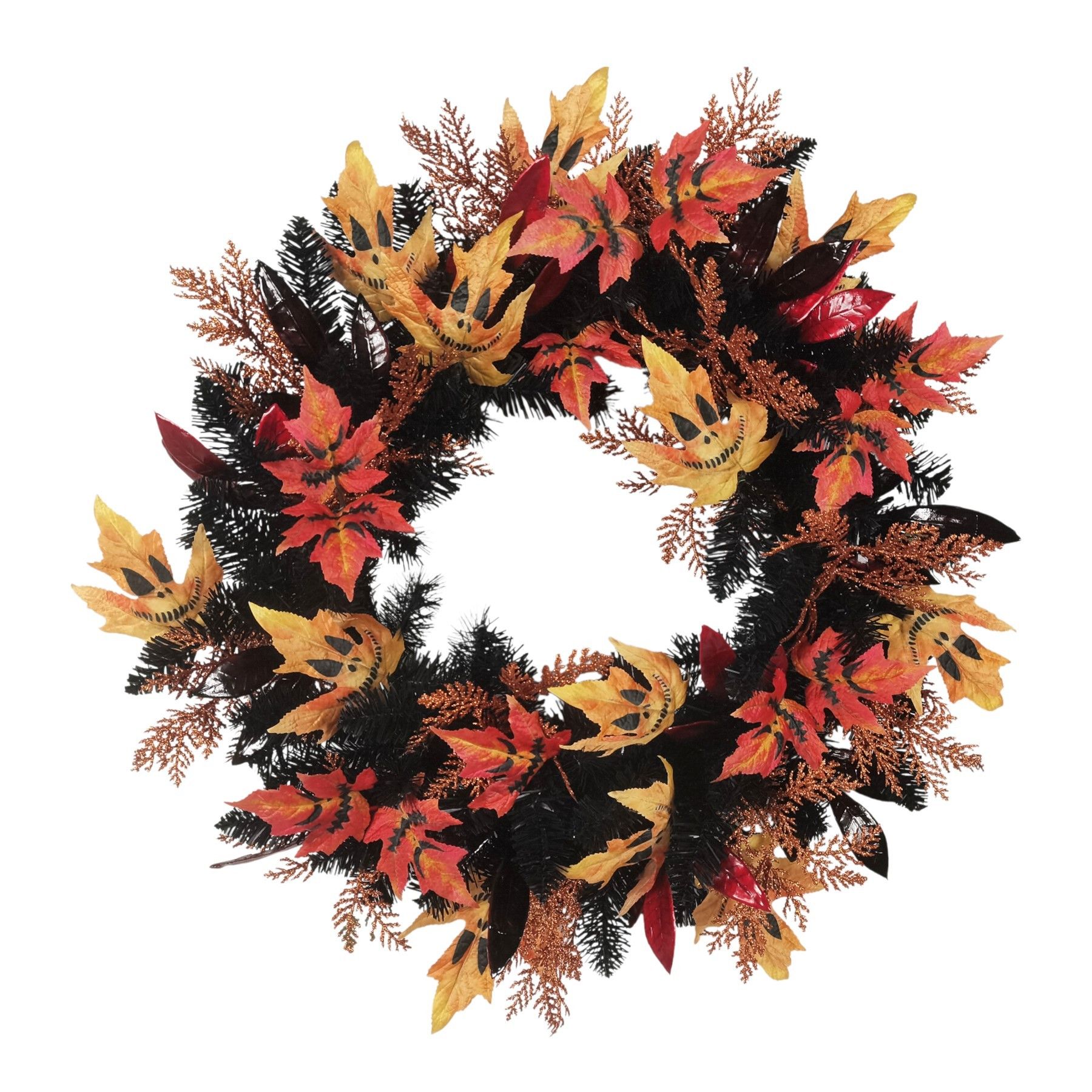 Spooky Autumn Foliage Wreath - Red / Orange - 60cm