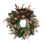Mixed Foliage, Bauble & Magnolia Wreath - Brown - 60cm