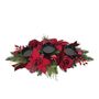 Rose, Poinsettia & Bauble Garland Candle Holder Centre Piece - Burgundy -71cm