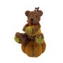 Fabric Bear on a Pumpkin Ornament - H16.5cm
