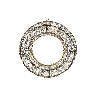 Wire Wreath with LED Flashing Lights  & 6Hr Timer - Warm White - 38cm 