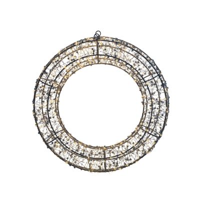Wire Wreath with LED Flashing Lights  & 6Hr Timer - Warm White - 50cm 