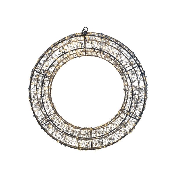 Wire Wreath with LED Flashing Lights  & 6Hr Timer - Warm White - 50cm 