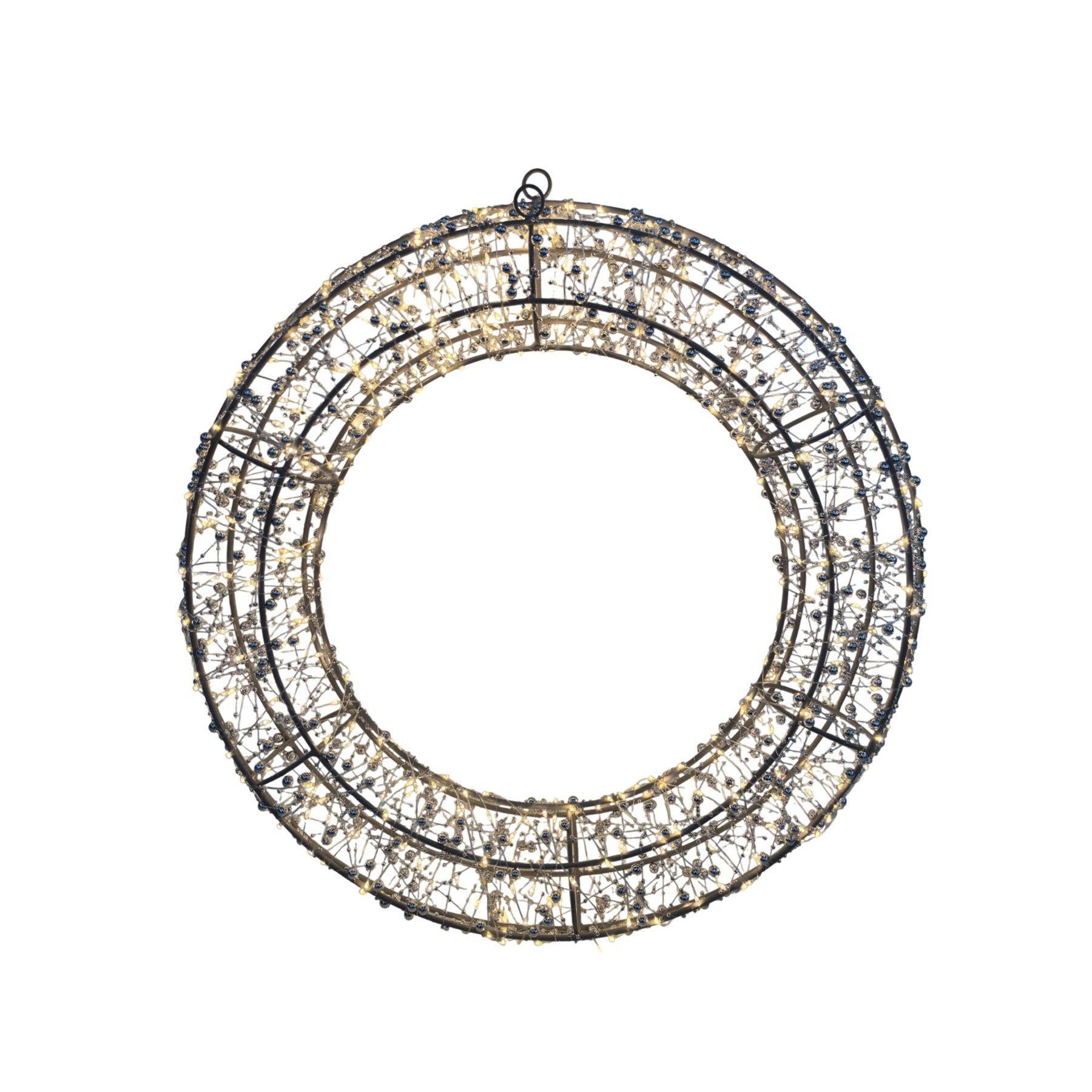 Wire Wreath with LED Flashing Lights  & 6Hr Timer - Warm White - 50cm 
