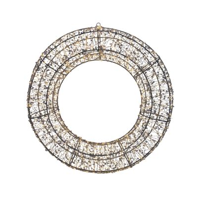 Wire Wreath with LED Flashing Lights  & 6Hr Timer - Warm White - 58cm 