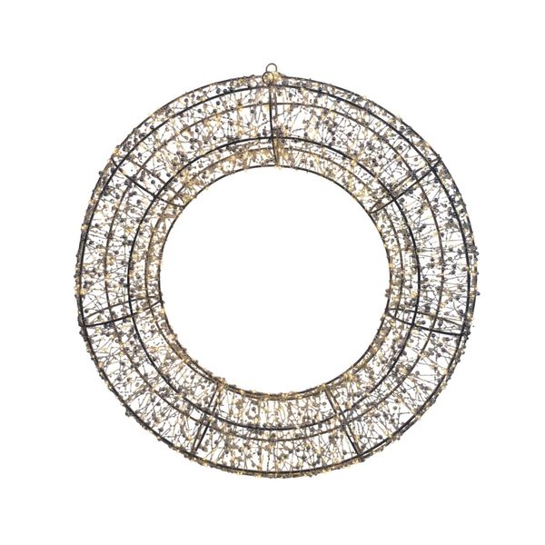Wire Wreath with LED Flashing Lights  & 6Hr Timer - Warm White - 58cm 