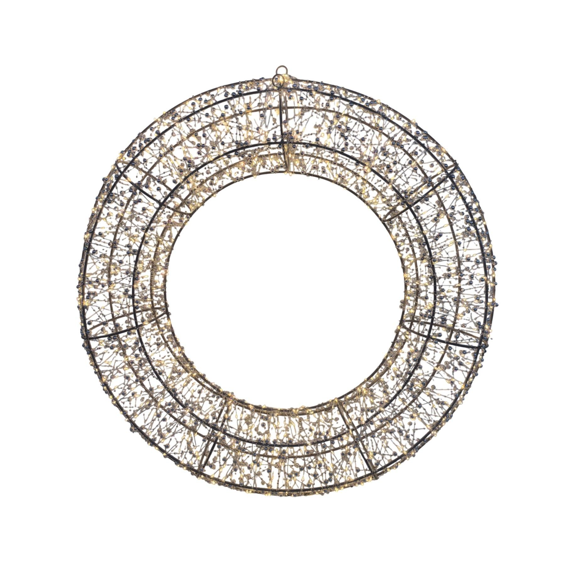 Wire Wreath with LED Flashing Lights  & 6Hr Timer - Warm White - 58cm 