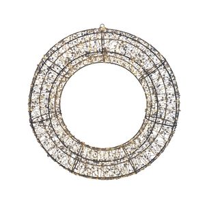 Wire Wreath with LED Flashing Lights  & 6Hr Timer - Warm White - 58cm 