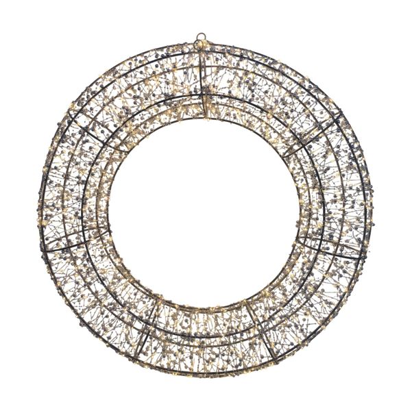 Wire Wreath with LED Flashing Lights  & 6Hr Timer - Warm White - 70cm 