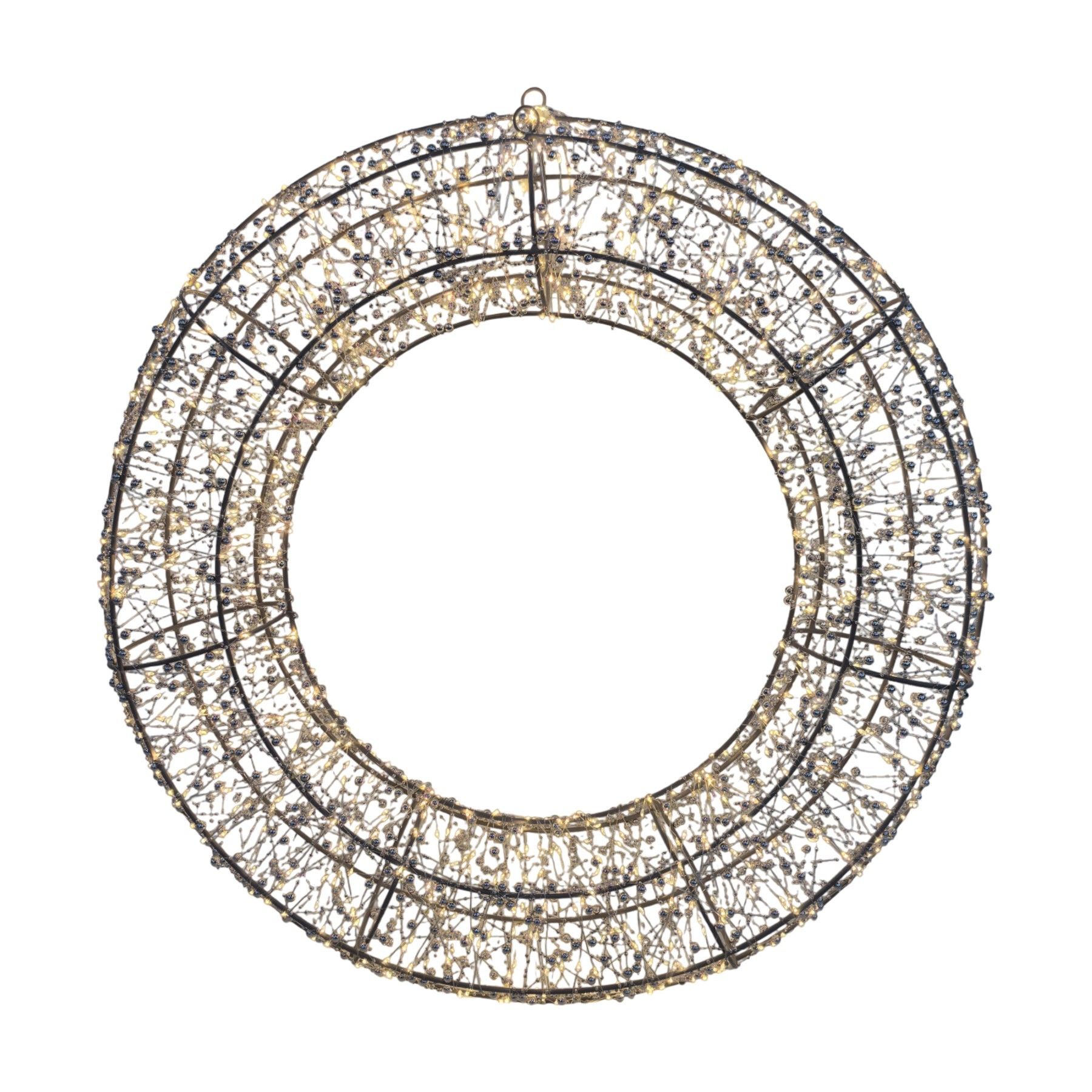 Wire Wreath with LED Flashing Lights  & 6Hr Timer - Warm White - 70cm 