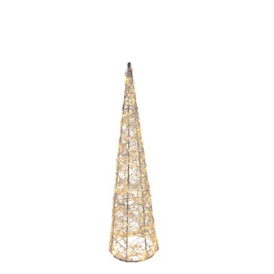 Wire Cone Tree with LED Flashing Lights & 6Hr Timer - Warm White - H60cm