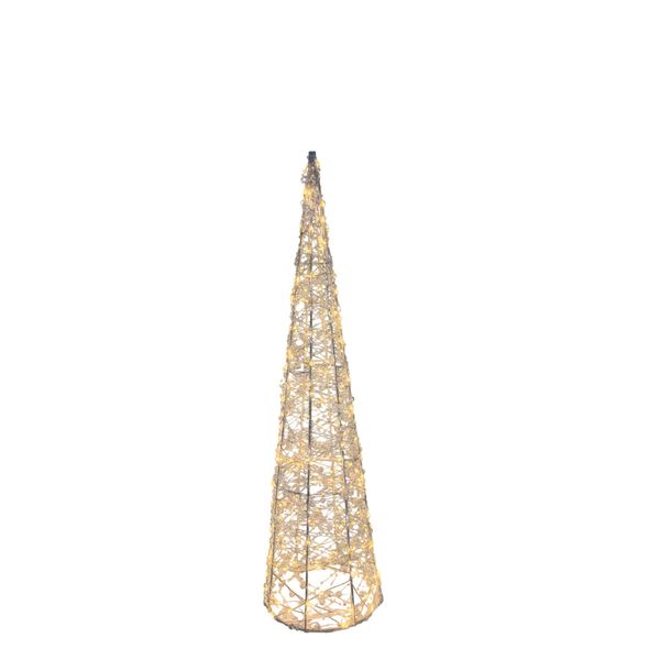 Wire Cone Tree with LED Flashing Lights & 6Hr Timer - Warm White - H60cm