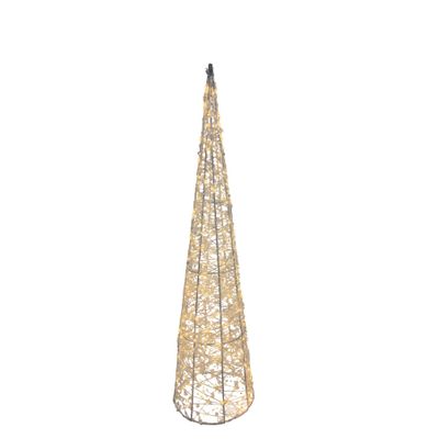 Wire Cone Tree with LED Flashing Lights & 6Hr Timer - Warm White - H80cm