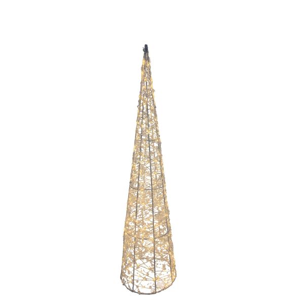 Wire Cone Tree with LED Flashing Lights & 6Hr Timer - Warm White - H80cm