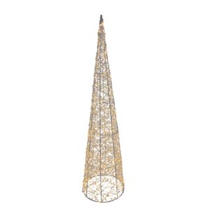 Wire Cone Tree with LED Flashing Lights & 6Hr Timer - Warm White - H100cm