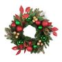 Mixed Foliage & Bauble Wreath - Red / Green / Gold - 45cm