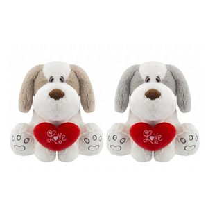 Coffee And Cream Comical Dog With Love Heart (22Cm)