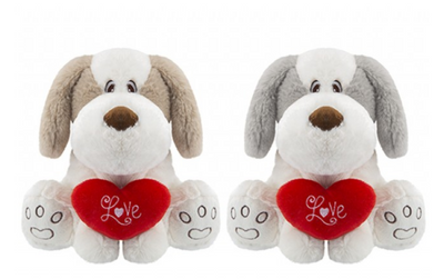 Coffee And Cream Comical Dog With Love Heart (22Cm)