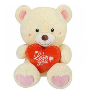 Sitting Value Bernie Cream Bear with Heart (30cm)