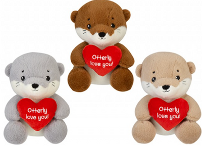 Otterly Love You Otter With Heart 3 Asst (20cm)