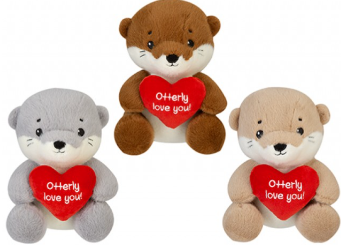 Otterly Love You Otter With Heart 3 Asst (20cm)