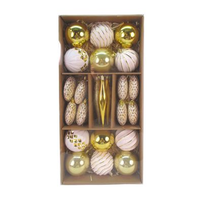 Assorted Bauble Set - White/Gold